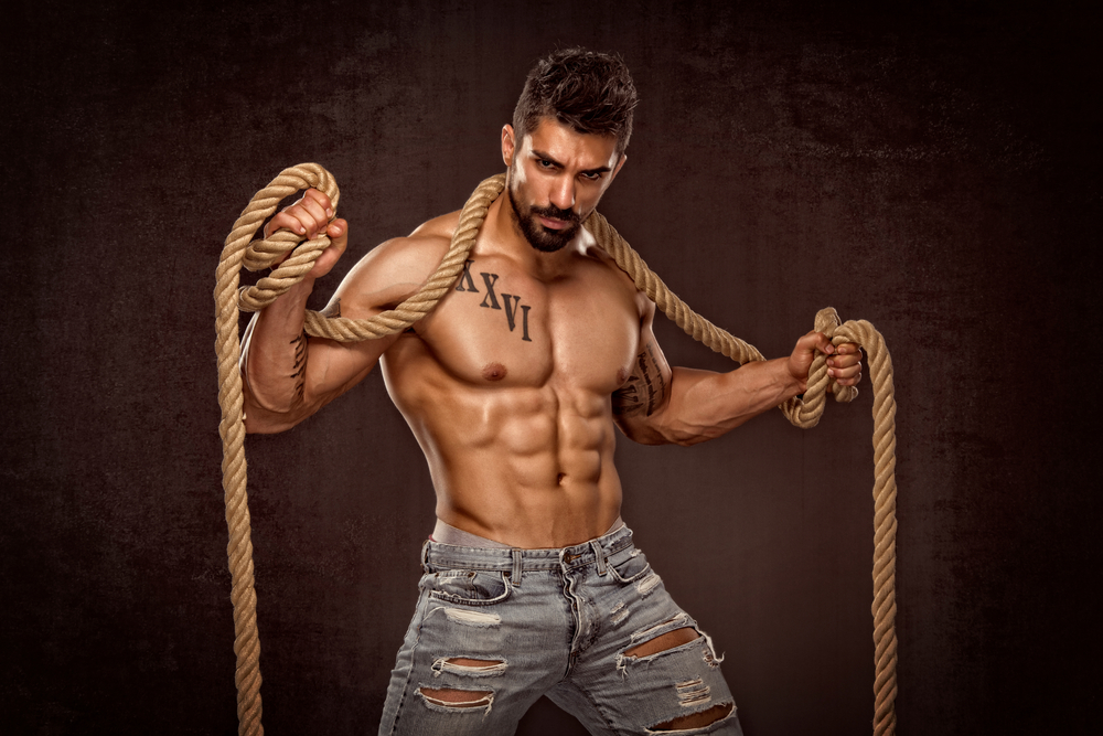 Handsome,Muscular,Macho,Men,Wrapped,Up,In,Ropes