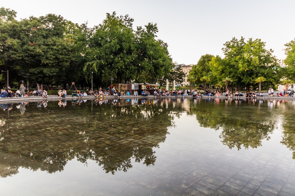 Vienna,,Austria,-,September,9,,2021:,People,At,Karlskirche,Pond